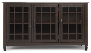 Connaught Solid Wood Wide Storage Cabinet Buffet, Chestnut Brown