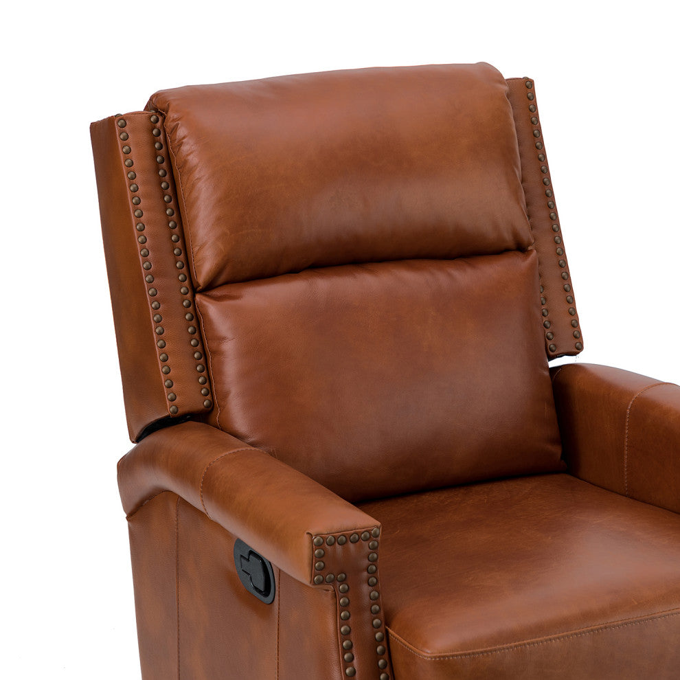 Genuine Leather Swivel Rocker Recliner, Set of 2, Saddle