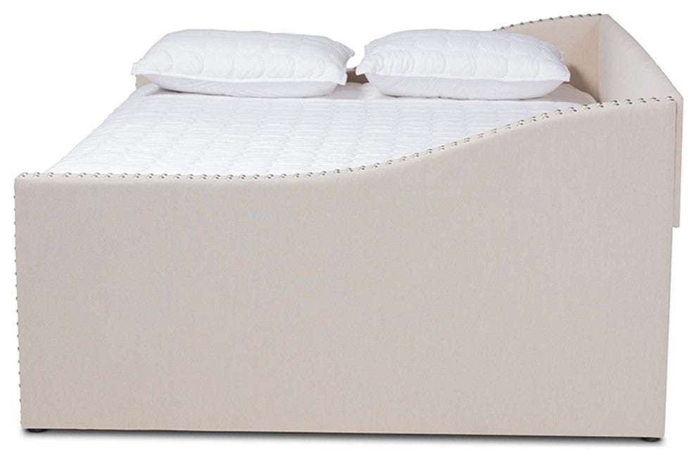 Elianna Fabric Upholstered Daybed, Beige, Queen