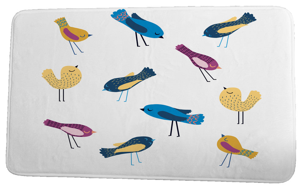 Tropical Resort Tweets Animal Print Bath Mat, Yellow, 21"x34"