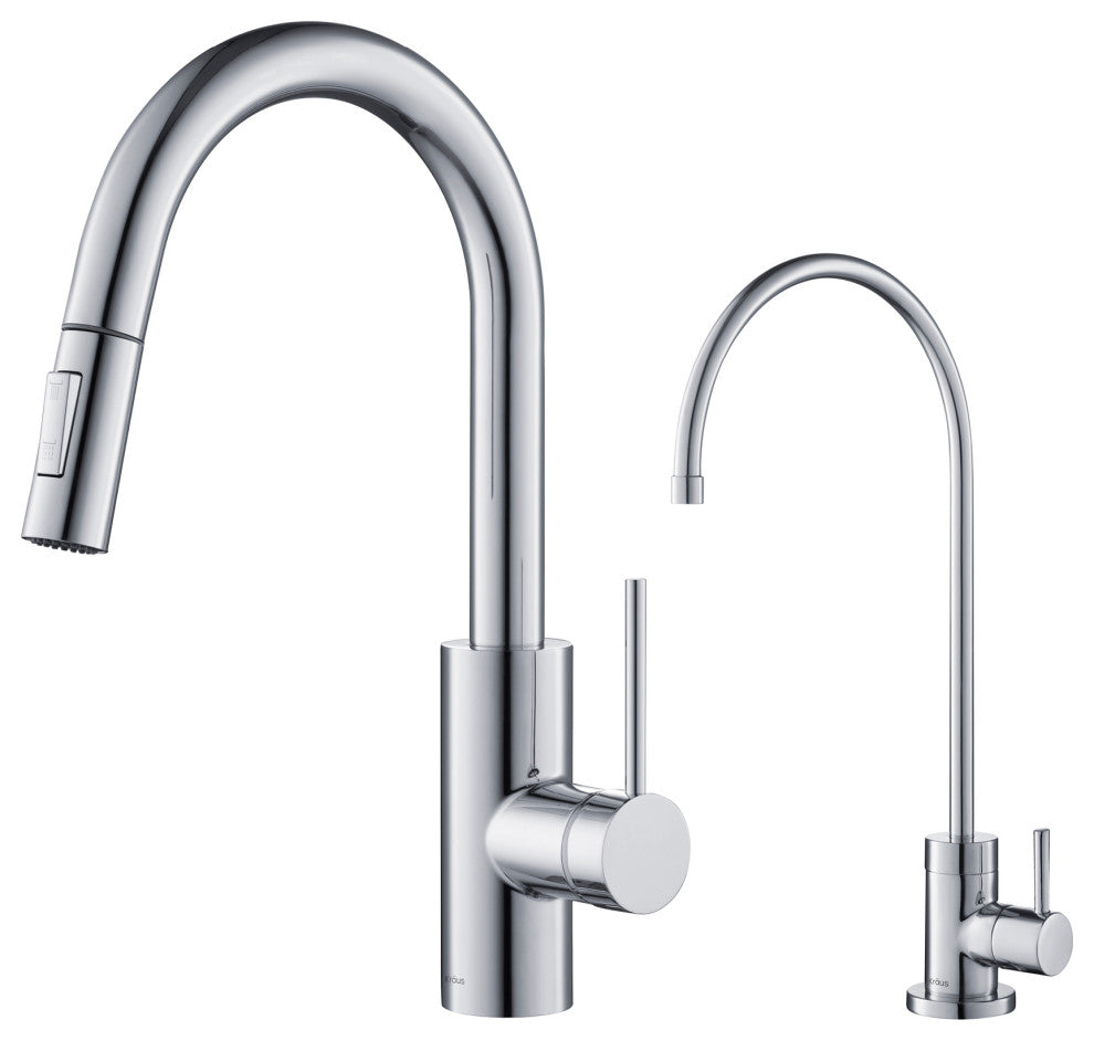 Oletto Pull-Down 1-Hole Kitchen Faucet, Chrome, Water Dispenser Ff-100