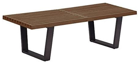 Contemporary Style Wooden Bench, Walnut, 4 ft