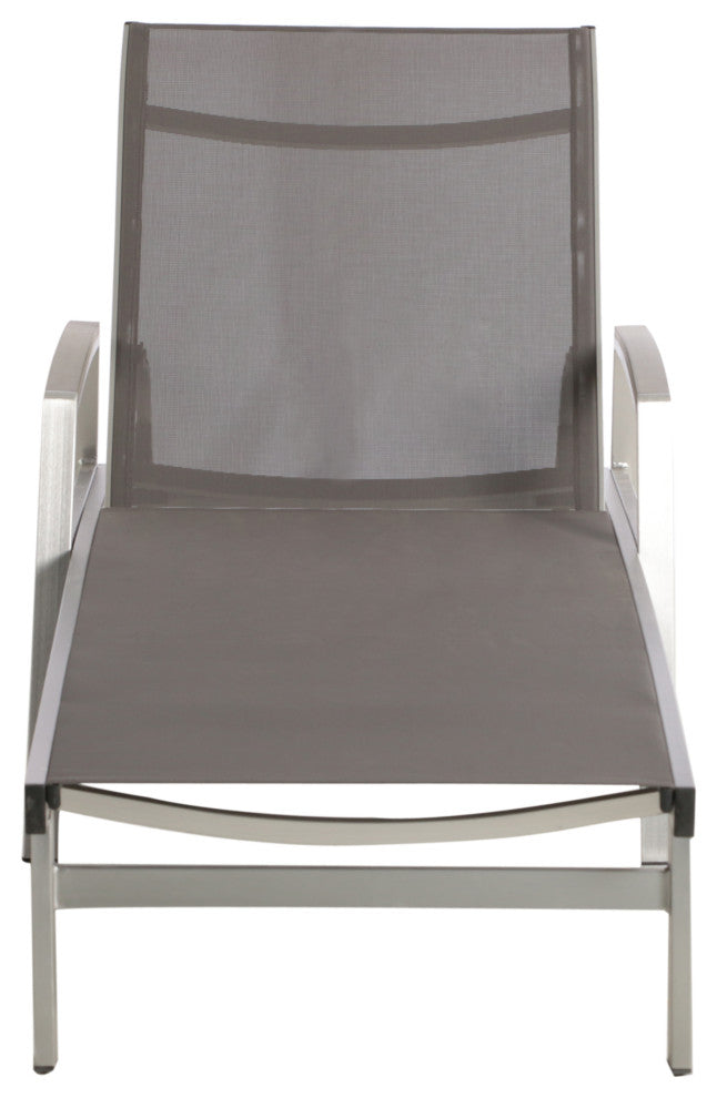 GDF Studio Joy Outdoor Mesh and Aluminum Chaise Lounge, Set of 4, Gray