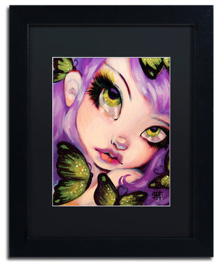Natasha Wescoat 'Green Eyed Violet' Art, Black Frame, Black Mat, 11x14