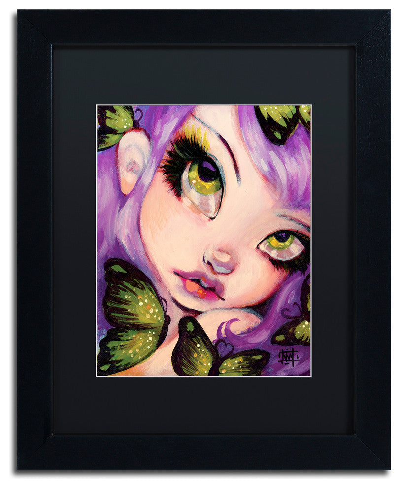 Natasha Wescoat 'Green Eyed Violet' Art, Black Frame, Black Mat, 11x14