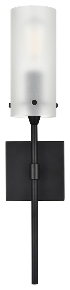 Effimero 1-Light Wall Vanity Corridor Sconce, Black With Frosted Glass