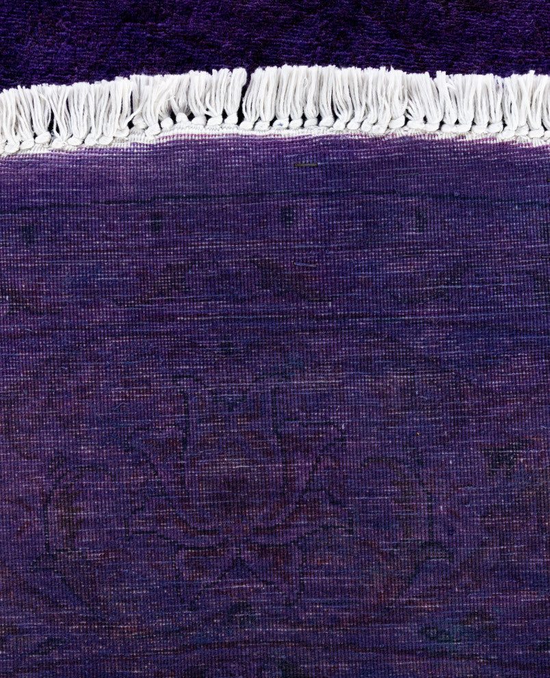 Overdyed One-of-a-Kind Hand-Knotted Area Rug Purple, 6' 8" x 6' 8"