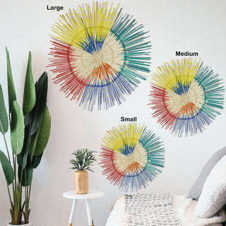 3D Sun Plate Palm Wall Sculpture, Artisan Crafted, Malawi, Multicolor, 27"