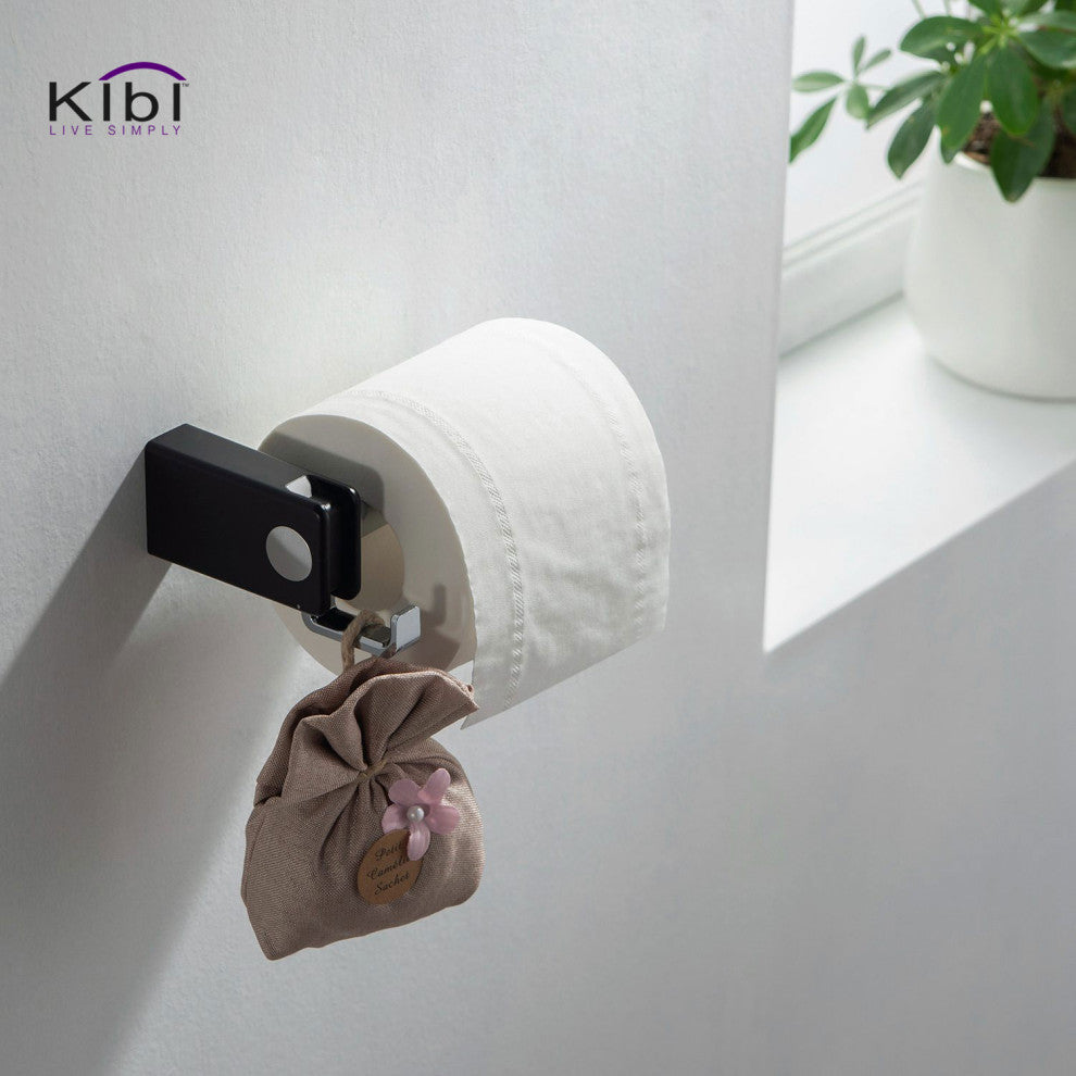 Artis Bathroom Hardware Accessory Tissue Holder With Hook, Chrome Black