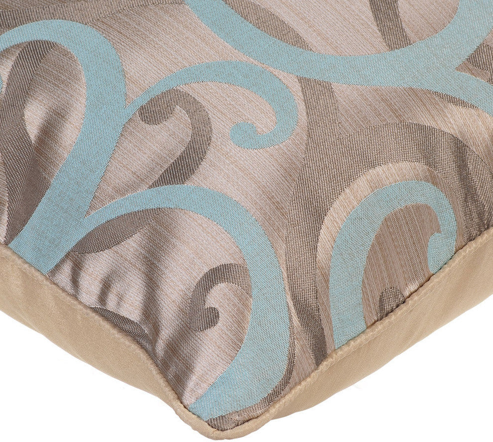 Blue Throw Pillow Covers 16"x16" Silk, Scrolling All The Way Blue