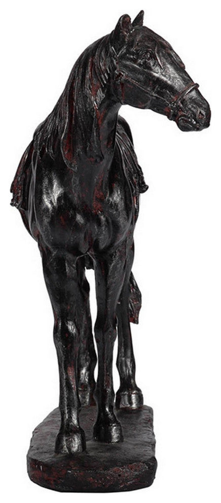 Benzara BM284974 Horse Figurine Sculpture, Handmade Table Accent Brown Polyresin