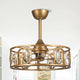 22 in Indoor Brass Gold Crystal Caged Ceiling Fan Chandelier With Remote