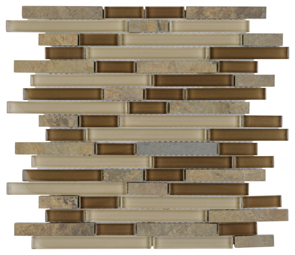 Tessera Piano Glass and Stone Mosaic Wall Tile, Brixton, Brixton