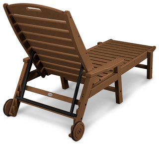 Polywood Nautical Chaise With Wheels, Teak