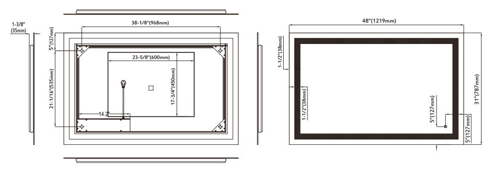 Ketti LED Mirror, 48x31 or 31x48