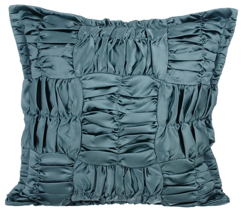 Throw Pillow Covers 26" x 26" Cushion Cover Blue Satin Solid Color - Dreamy Teal
