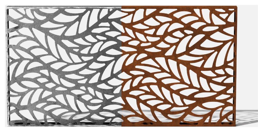 Alta Corten Steel Decorative Screen Panel, Flowleaf