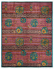 Suzani, One-of-a-Kind Hand-Knotted Area Rug Green, 8' 1" x 10' 3"