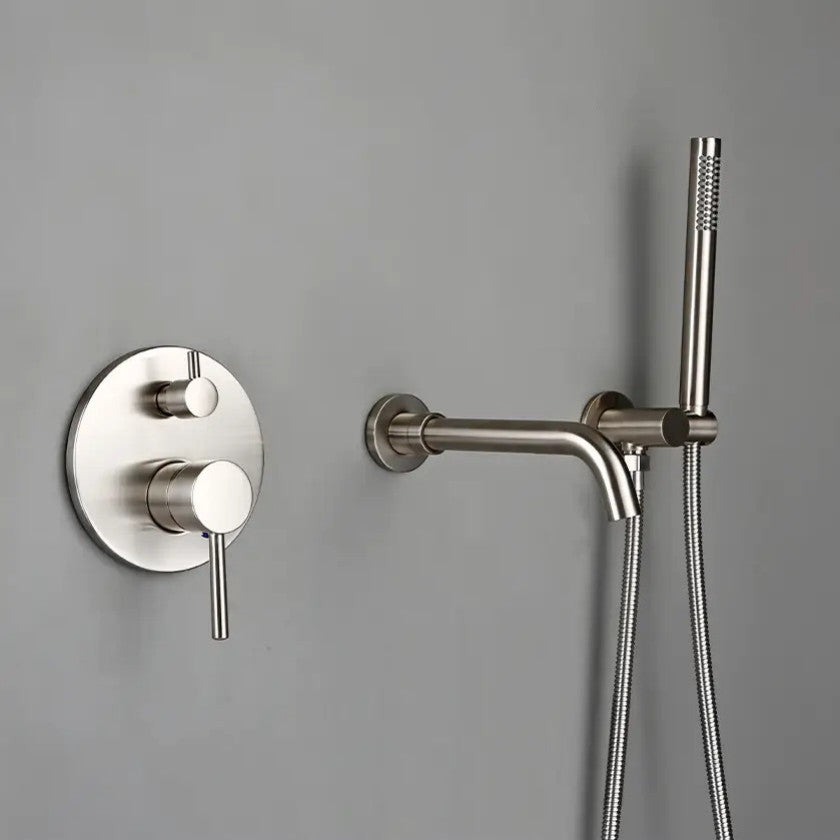Wasser Solid Brass Bathtub Filler With Handheld Shower, Brushed Nickel