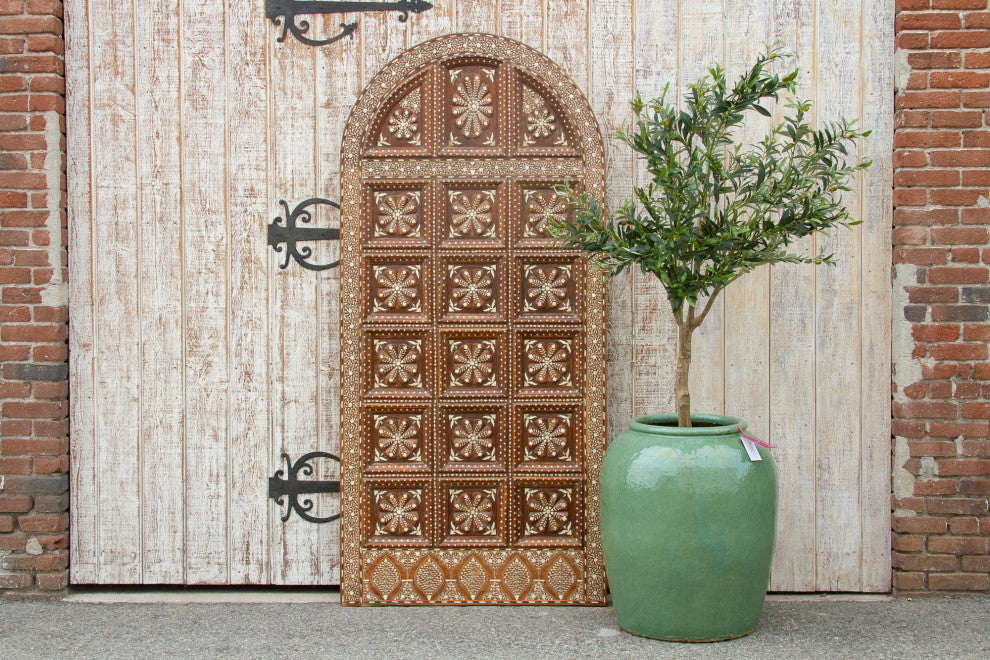 Extraordinary Sunburst Indo-Portuguese Inlaid Arched Door