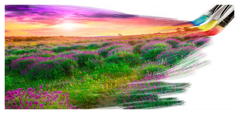 Brushes Painting the Nature, Landscape Canvas Art Print, 60"x28"
