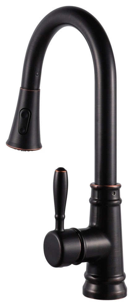 Single Handle High Arc Pull Out Kitchen Faucet in Oil Rubbed Bronze Finish