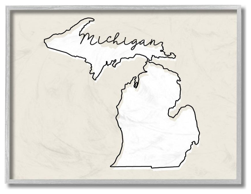 Michigan Home State Map Neutral Print Design, 16"x20"