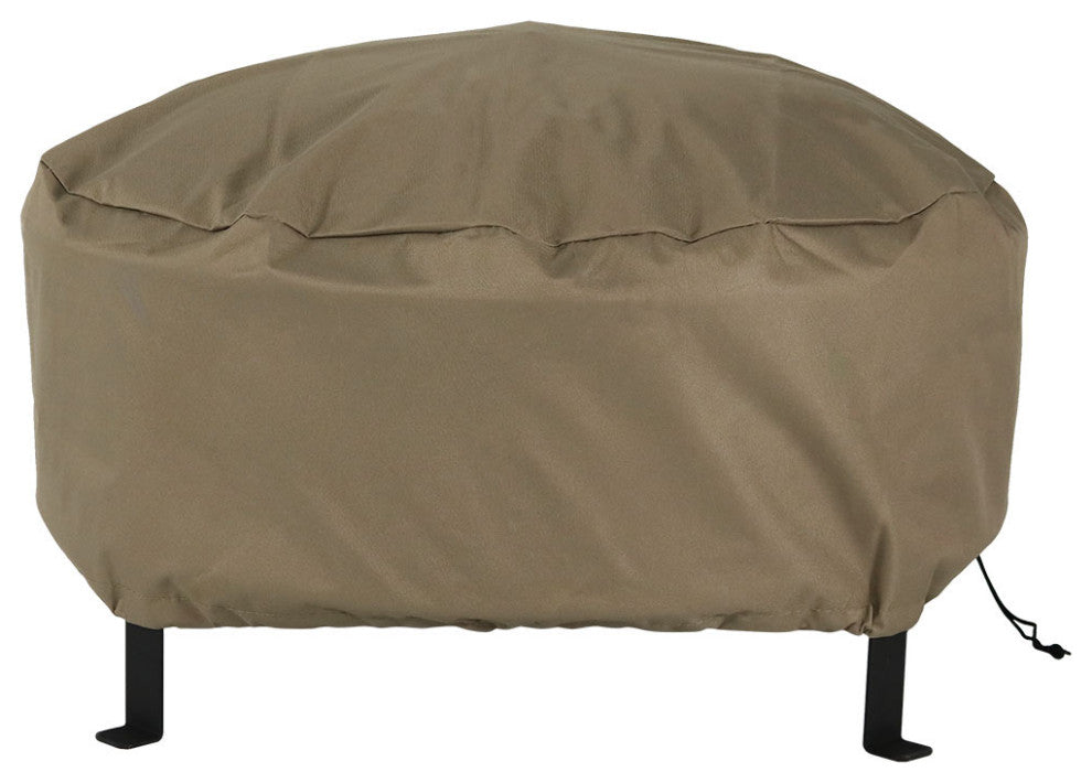 Sunnydaze Durable Weather-Resistant Round Fire Pit Cover, Khaki, 48"x18"