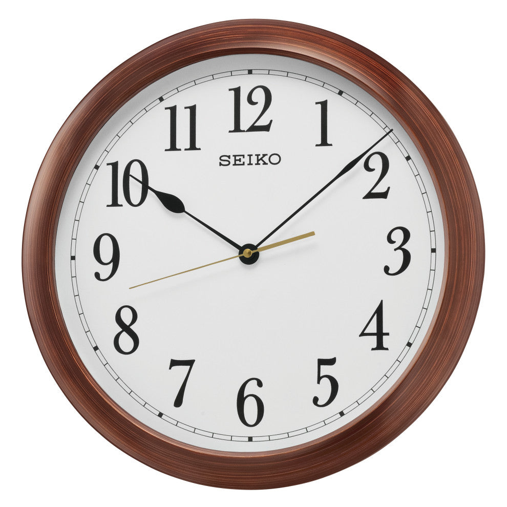 Seiko Clocks, 16" Numbered Wood Finish Wall Clock