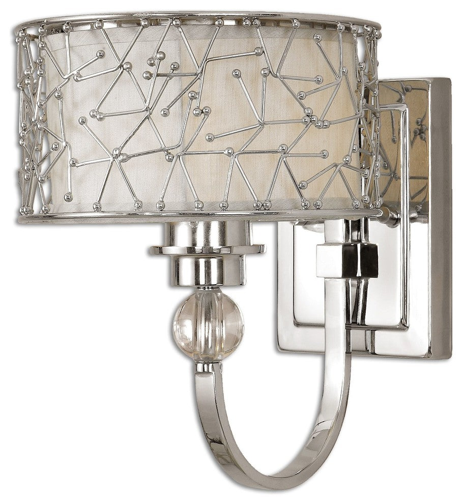 Uttermost 22484 Brandon 1 Light Nickel Plated Wall Sconce