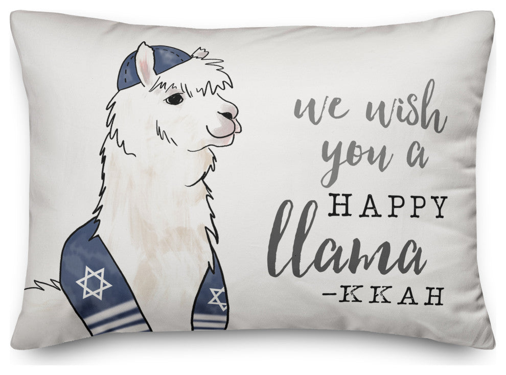 Happy Llama-kkah 14"x20" Throw Pillow