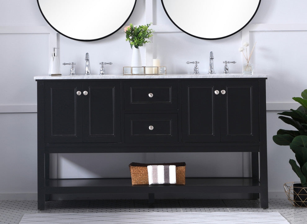 Home Living 60" Double Sink Bathroom Vanity Set, Black