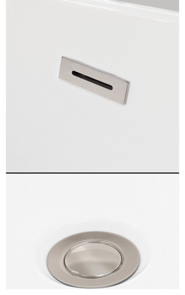 Juno 71" Freestanding Matte White Tub, Brushed Nickel Drain and Overflow Trim