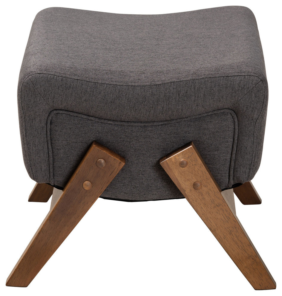 Fulvia Walnut Brown Fininshed Ottoman, Dark Gray/Walnut Brown