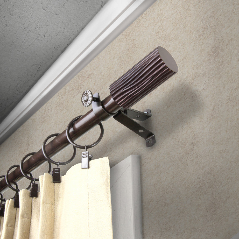 Cedar 3/4" Curtain Rod 28-48", Black, Cocoa, 18-28"
