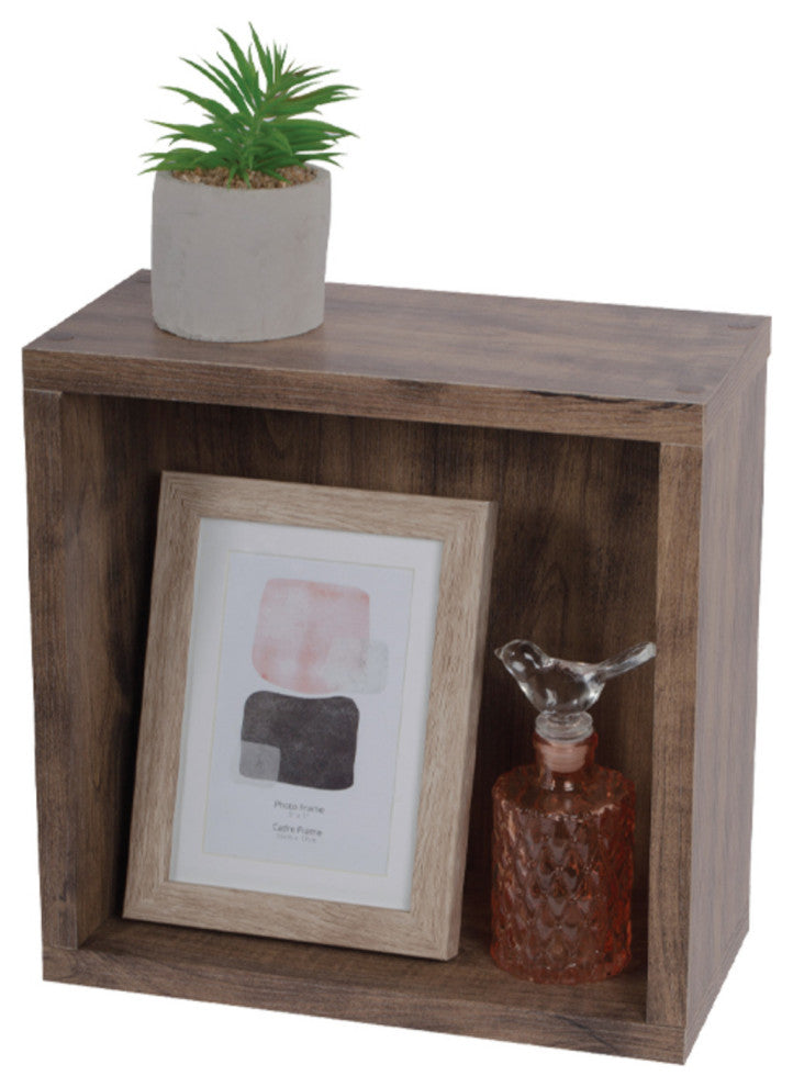 Small Square Cubbi Floating Wall Shelf, 5.8"L x 11.8"W x 11.8"H, Brown