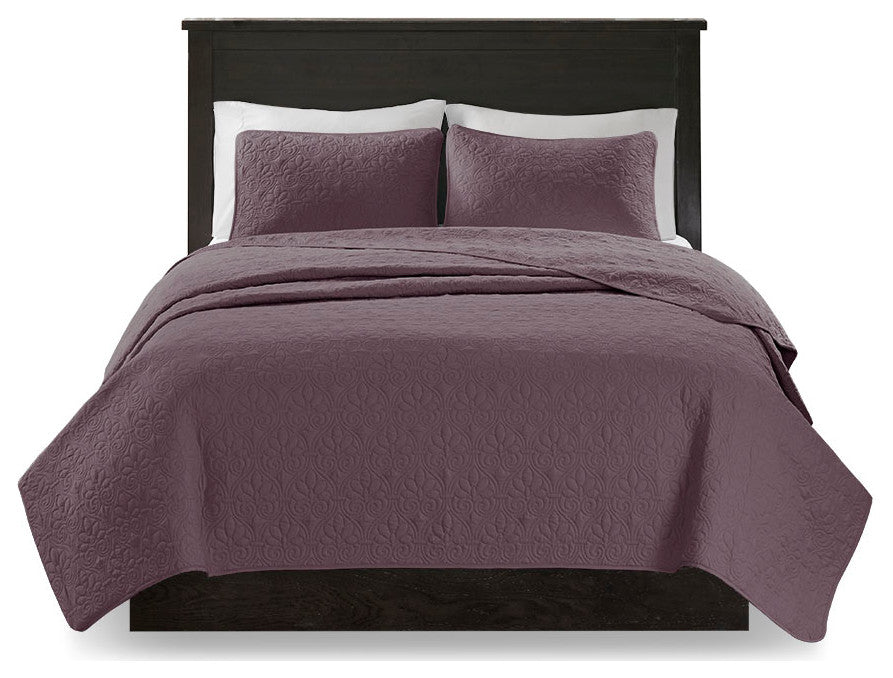 Madison Park Quebec Reversible Quilt Set, Purple