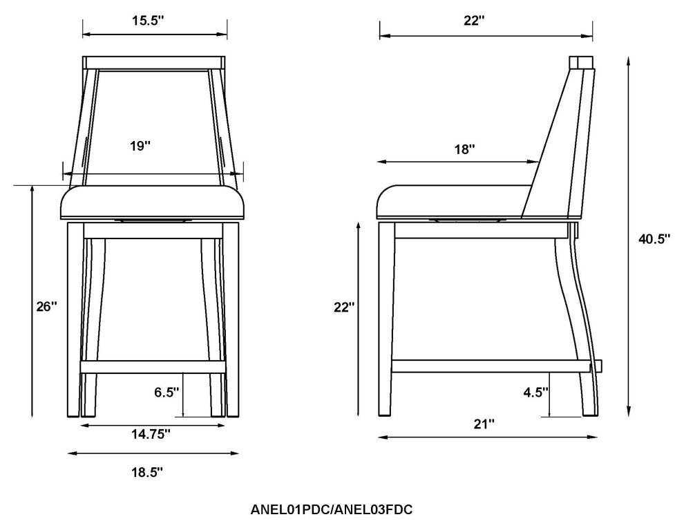 Ellie Bar Stool With Back, Brown, Counter Height