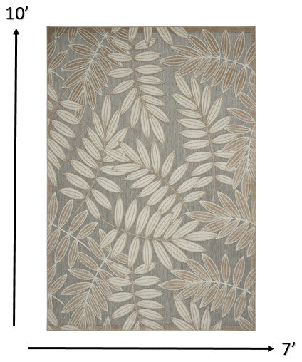 7 x 10 Natural Leaves Indoor Outdoor Area Rug