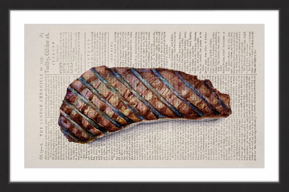 "Historical Steak" Framed Painting Print, 36"x24"