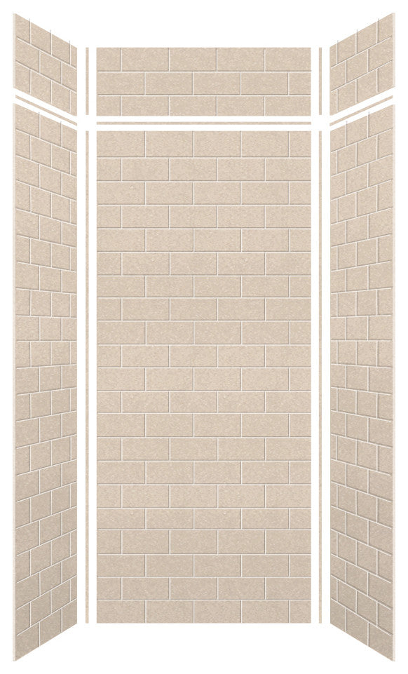 Transolid SaraMar 36"x36"x96" 6-Piece Shower Wall Kit with Extension, Cashew