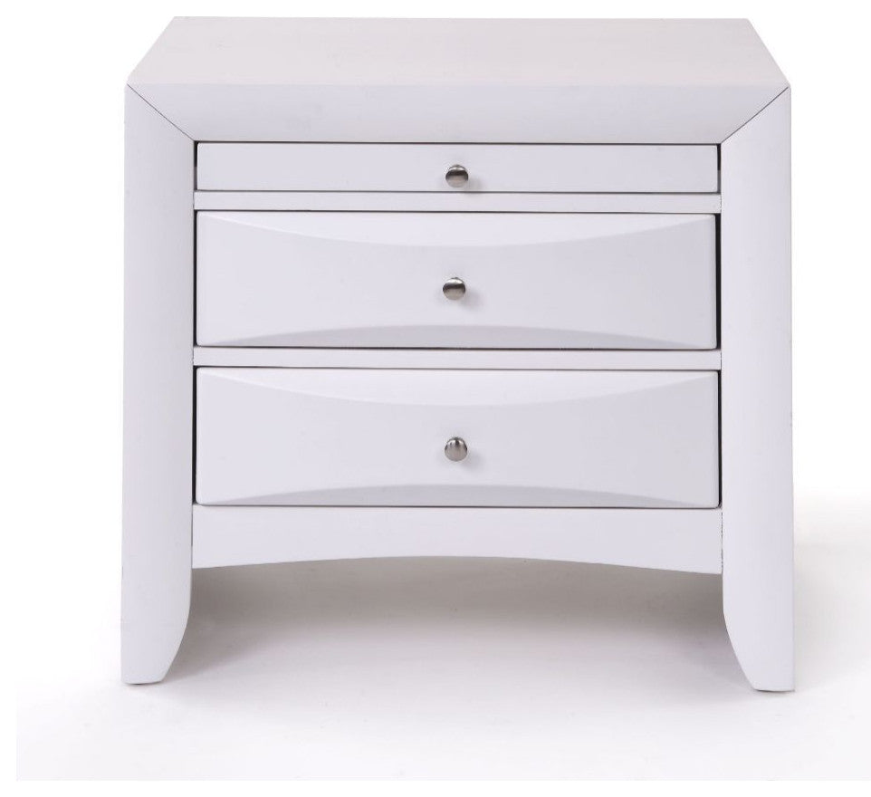 2 Drawers Nightstand, White