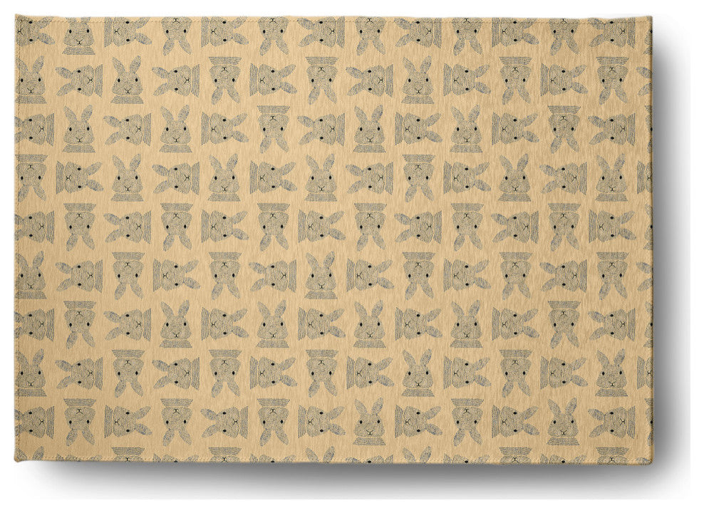 Criss Cross Bunnies Easter Chenille Rug, Corn Yellow, 5'x7'