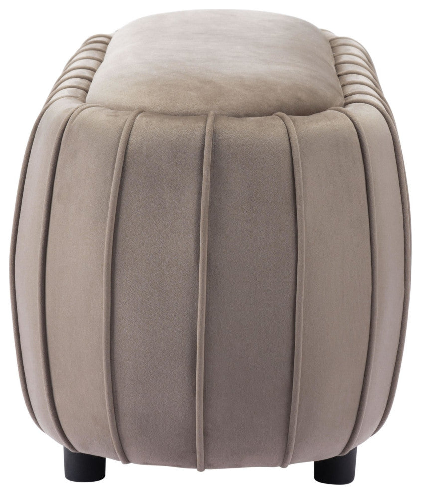 Accent Chair Bench, Fabric, Wood, Beige, Black, Lounge Cafe Lobby Hospitality