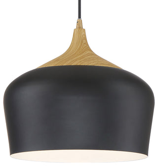 Access Lighting 52057LEDDLP Blend 12"W LED Pendant - 3000K - Black / Wood Grain
