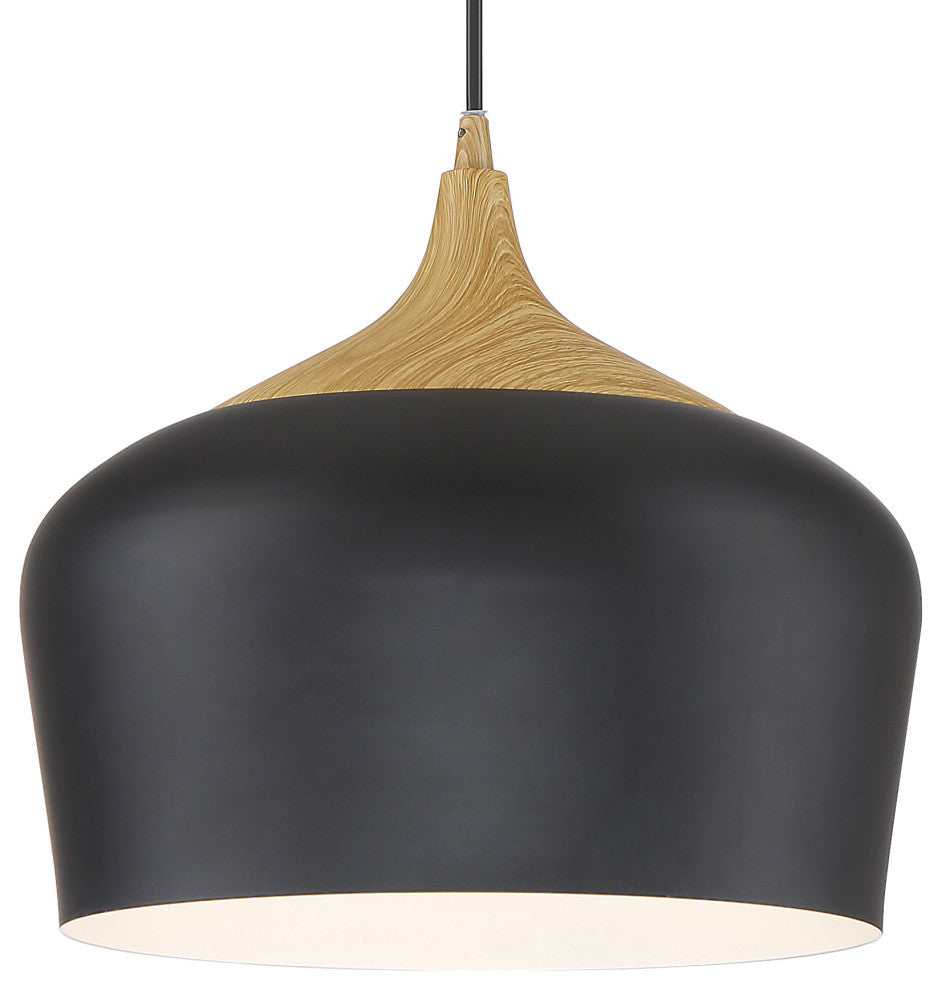 Access Lighting 52057LEDDLP Blend 12"W LED Pendant - 3000K - Black / Wood Grain
