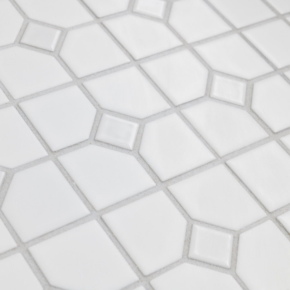 Oxford Matte White w/ Glossy White Dot Porcelain Floor and Wall Tile