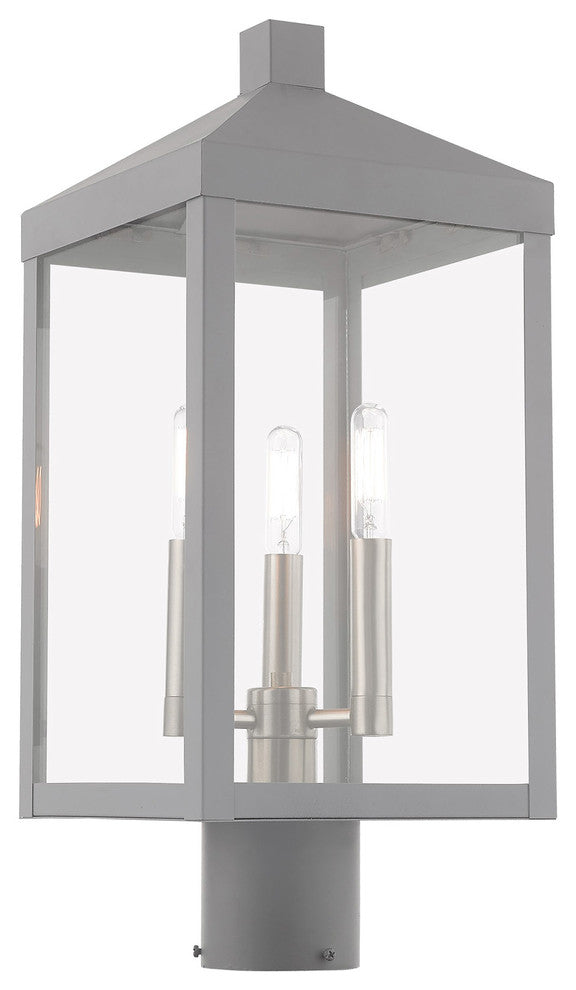 Livex Lighting Nordic Gray 3-Light Outdoor Post Top Lantern