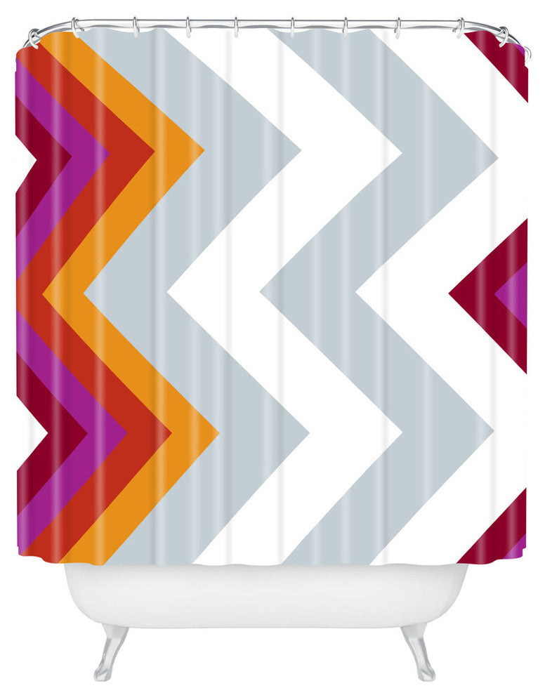Karen Harris Modernity Solstice Warm Chevron Shower Curtain