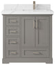 Boston 36 Right Offset Bath Vanity in Elephant Skin Gray 2" Calacatta Laza